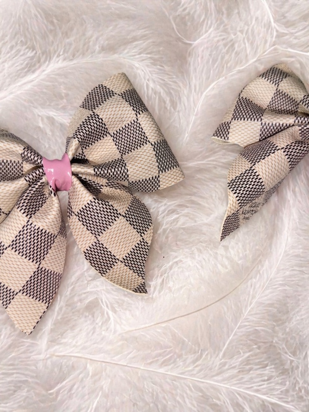 Beige leather pigtails Bows!
